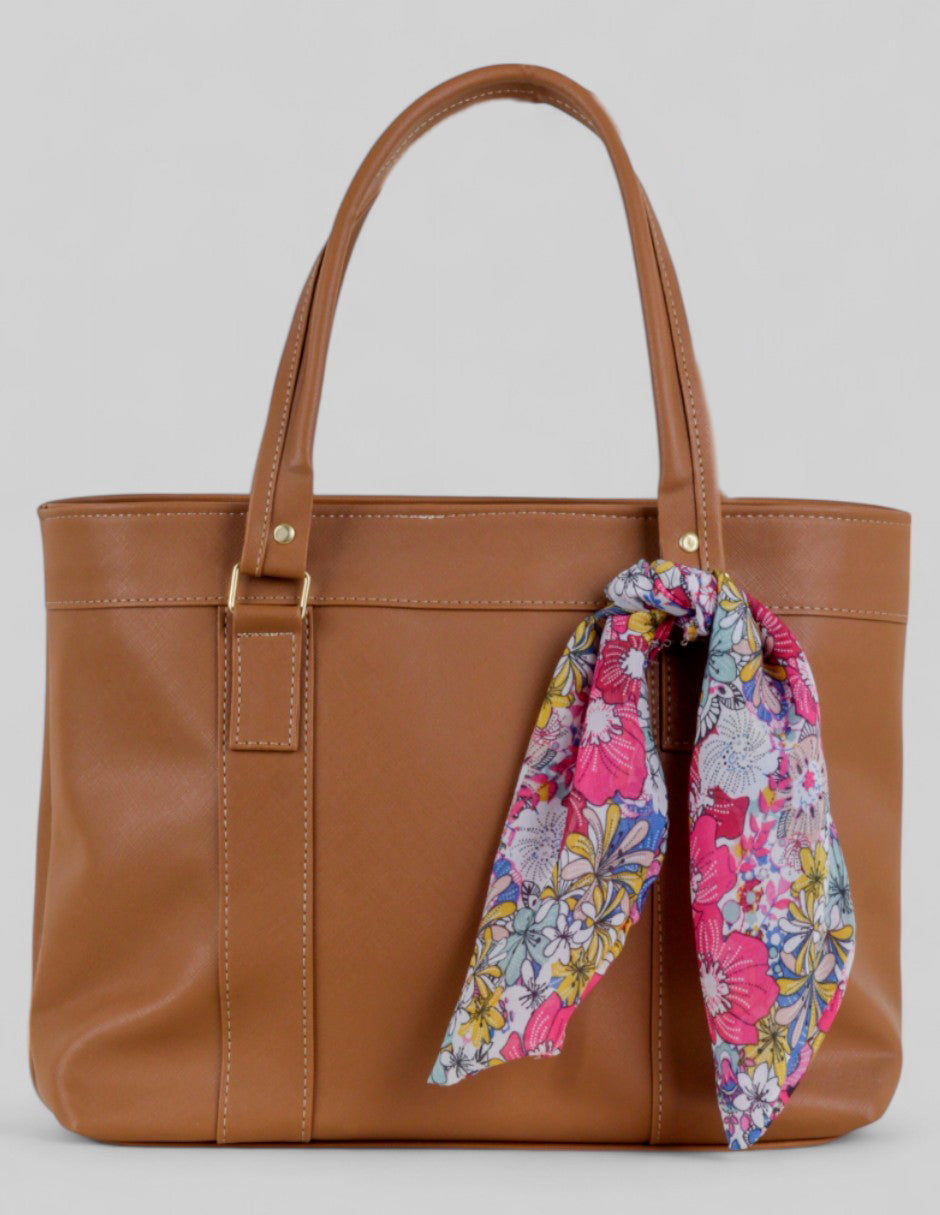 Bolsa Tote Exterior Piel vegana Color Café Para Mujer De RBBASICS