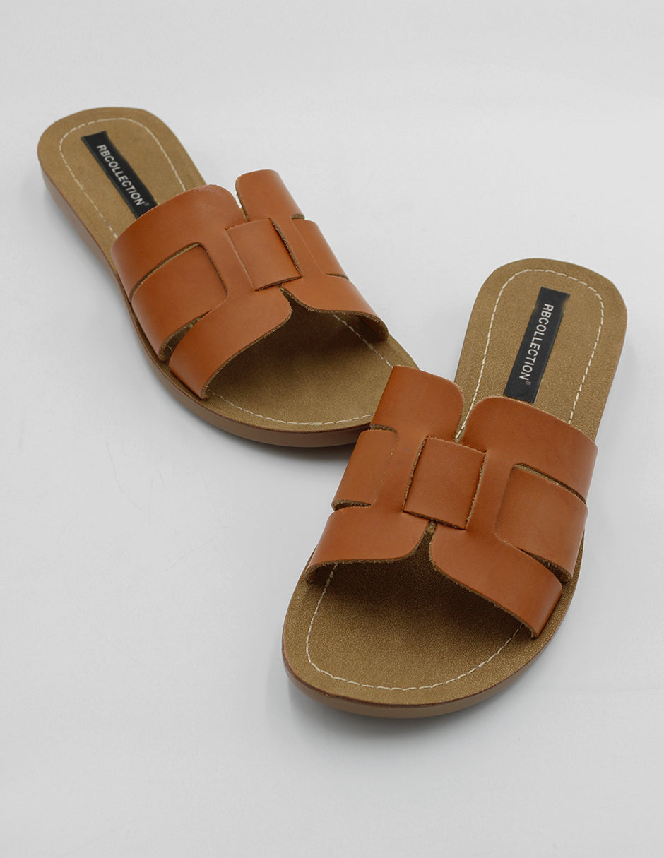 Sandalias de piso Soft en Piel vegana – Café
