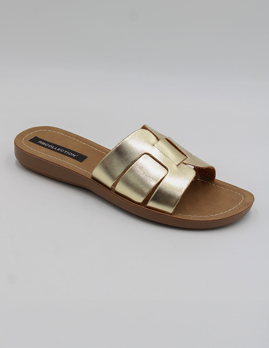 Sandalias de piso Exterior Sintético Color Oro Para Mujer De RBCOLLECTION