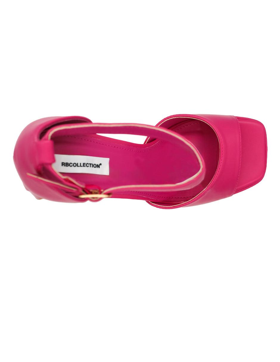 Sandalia con Tacón Exterior Piel sintética Color Rosa Para Mujer De RBCOLLECTION