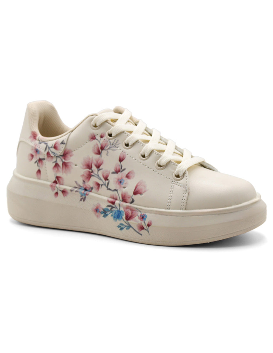 Tenis con cordones Exterior Sintético Color Blanco Para Mujer De RBCOLLECTION