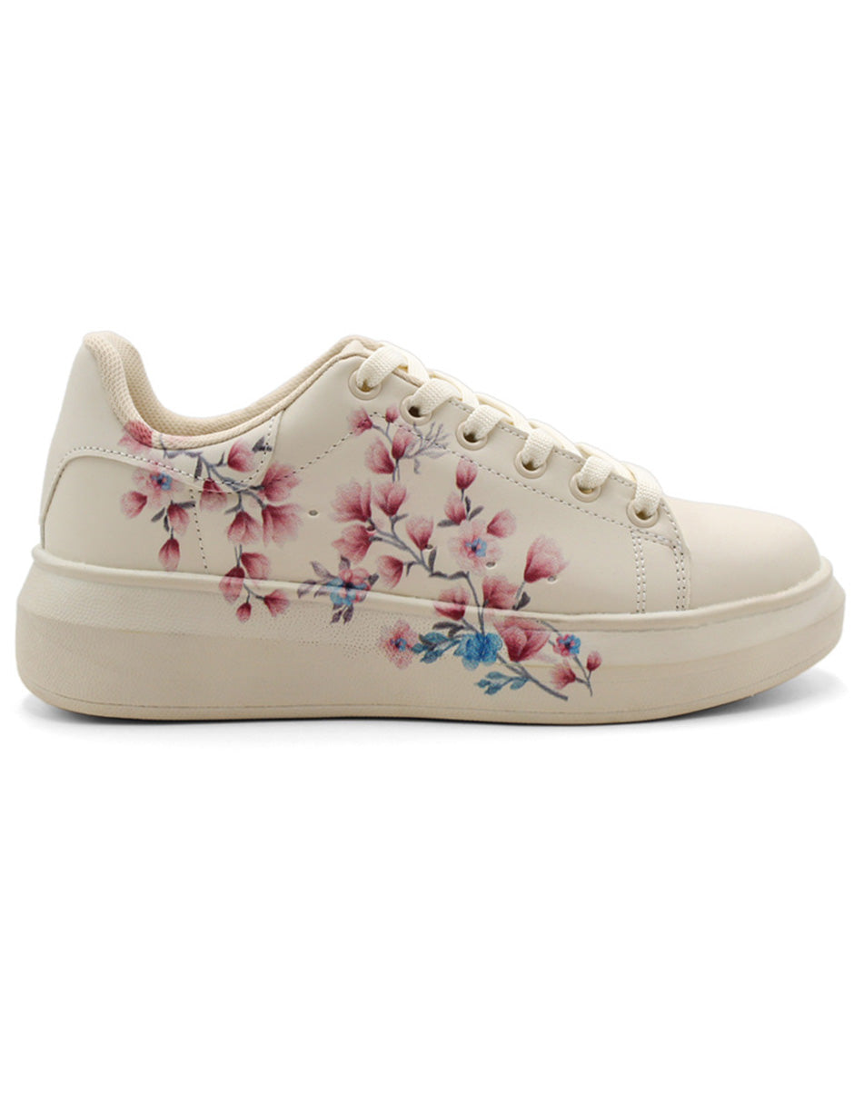 Tenis con cordones Exterior Sintético Color Blanco Para Mujer De RBCOLLECTION