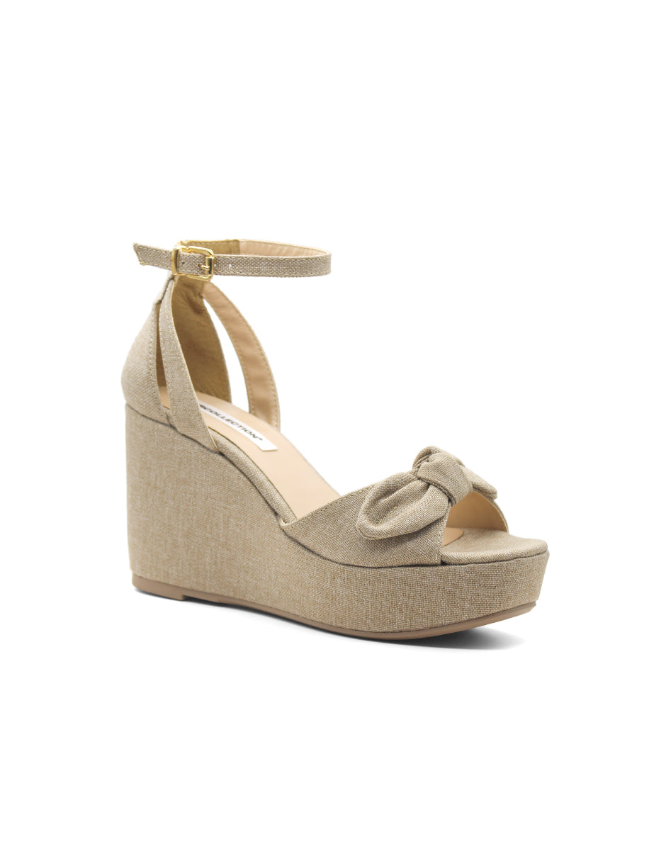 Sandalias con plataforma Exterior Textil Color Café Para Mujer De RBCOLLECTION