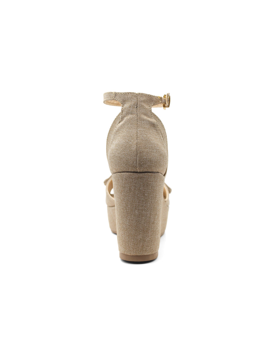 Sandalias con plataforma Exterior Textil Color Café Para Mujer De RBCOLLECTION
