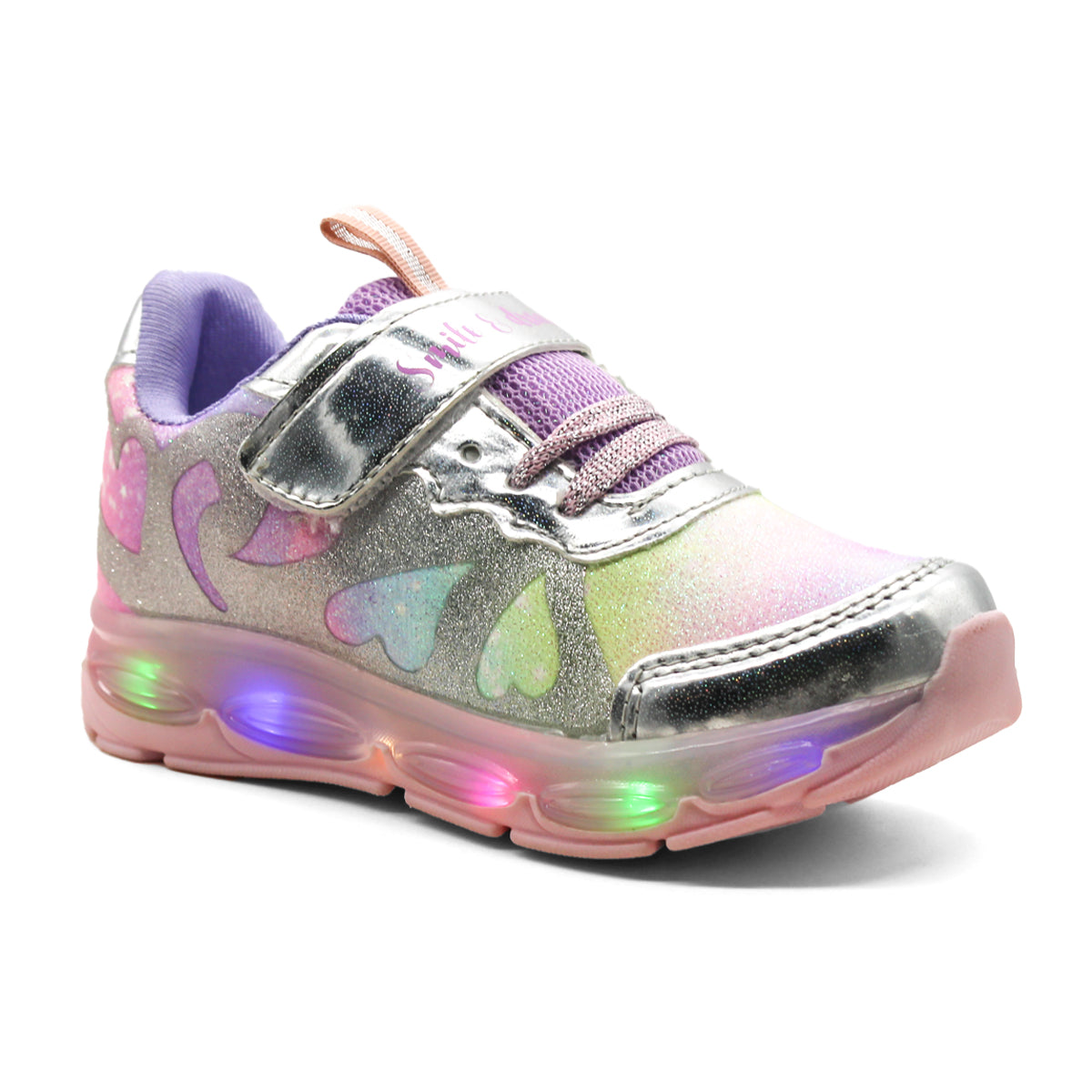 Tenis Urbano Con Luces RBCOLLECTION Exterior Sintético Color Plata Con Lila Para Niña
