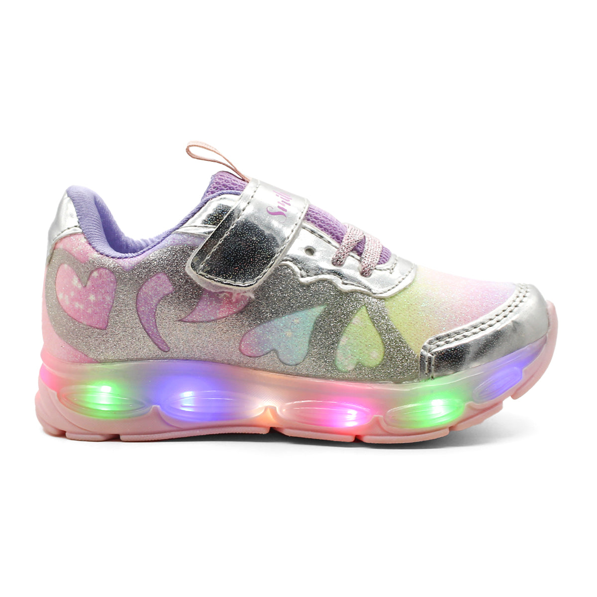 Tenis Urbano Con Luces RBCOLLECTION Exterior Sintético Color Plata Con Lila Para Niña