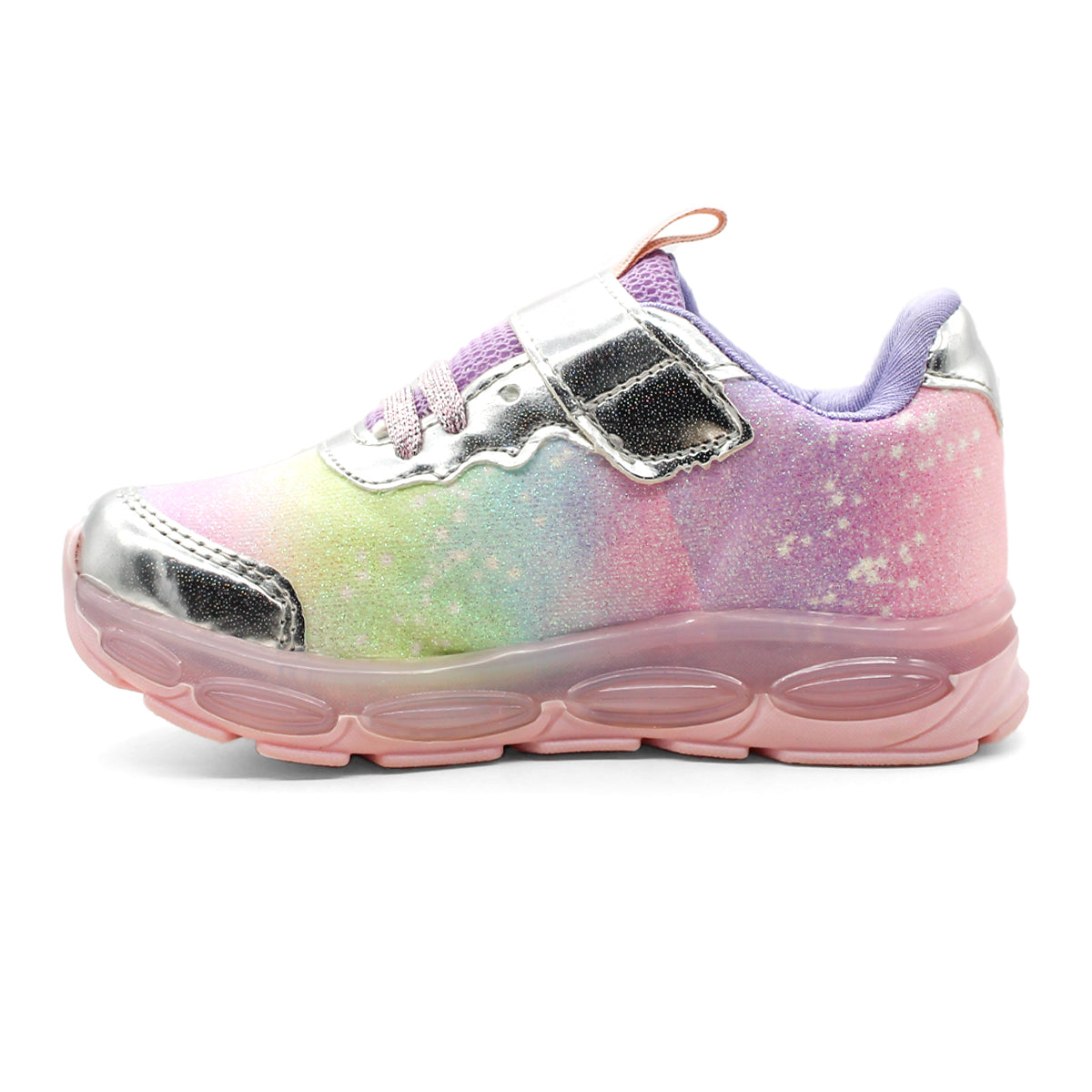 Tenis Urbano Con Luces RBCOLLECTION Exterior Sintético Color Plata Con Lila Para Niña