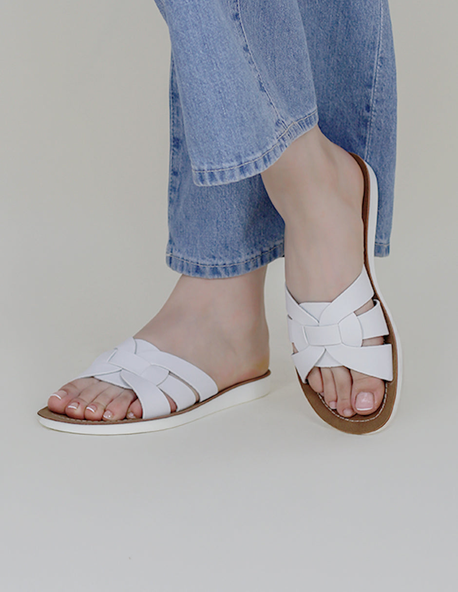 Sandalias de piso Soft en Piel vegana – Blanco