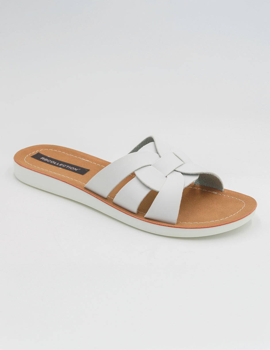 Sandalias de piso Exterior Piel vegana Color Blanco Para Mujer De RBCOLLECTION