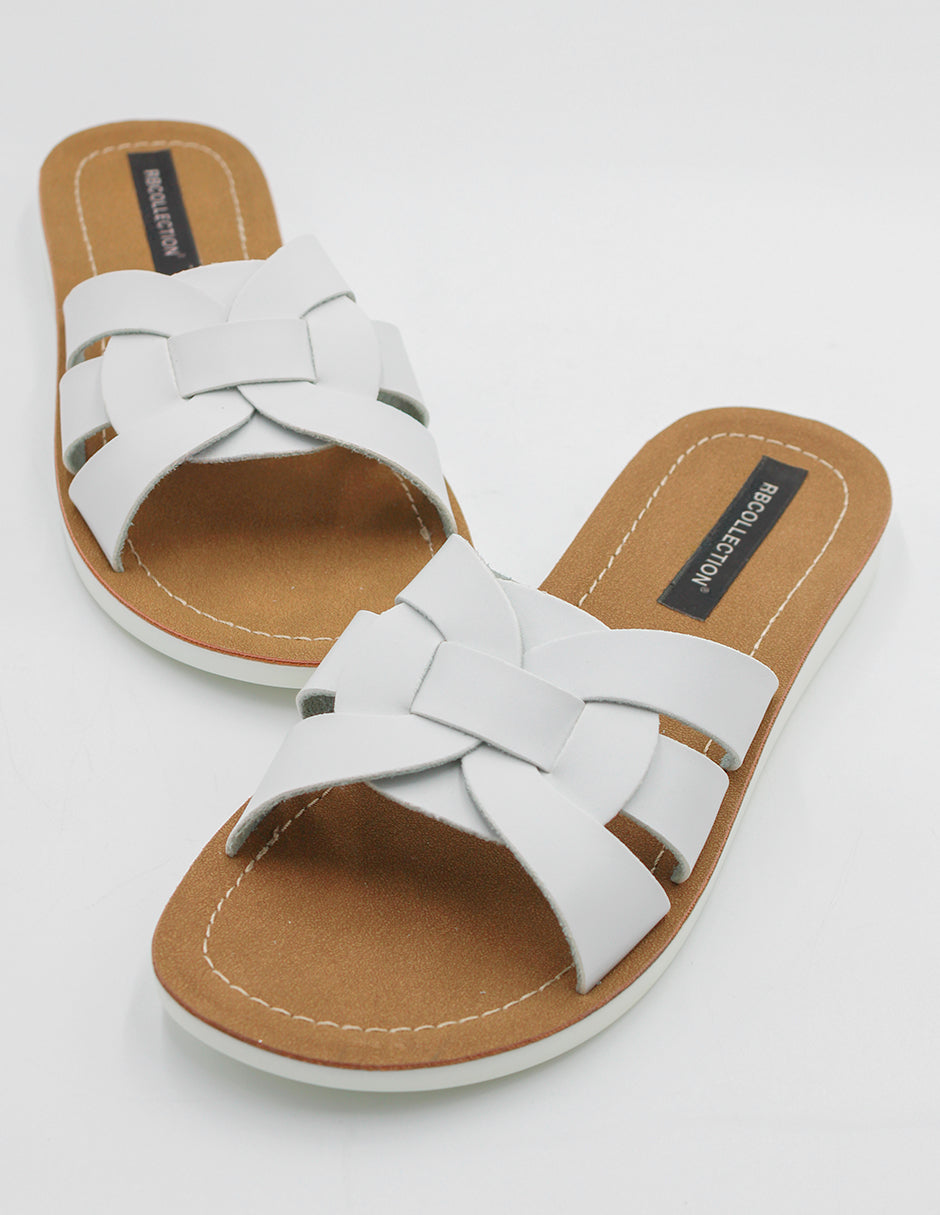 Sandalias de piso Soft en Piel vegana – Blanco