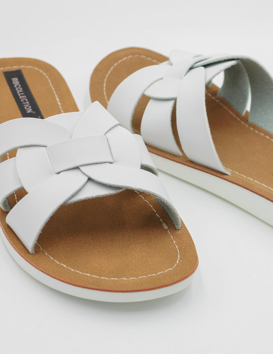 Sandalias de piso Soft en Piel vegana – Blanco