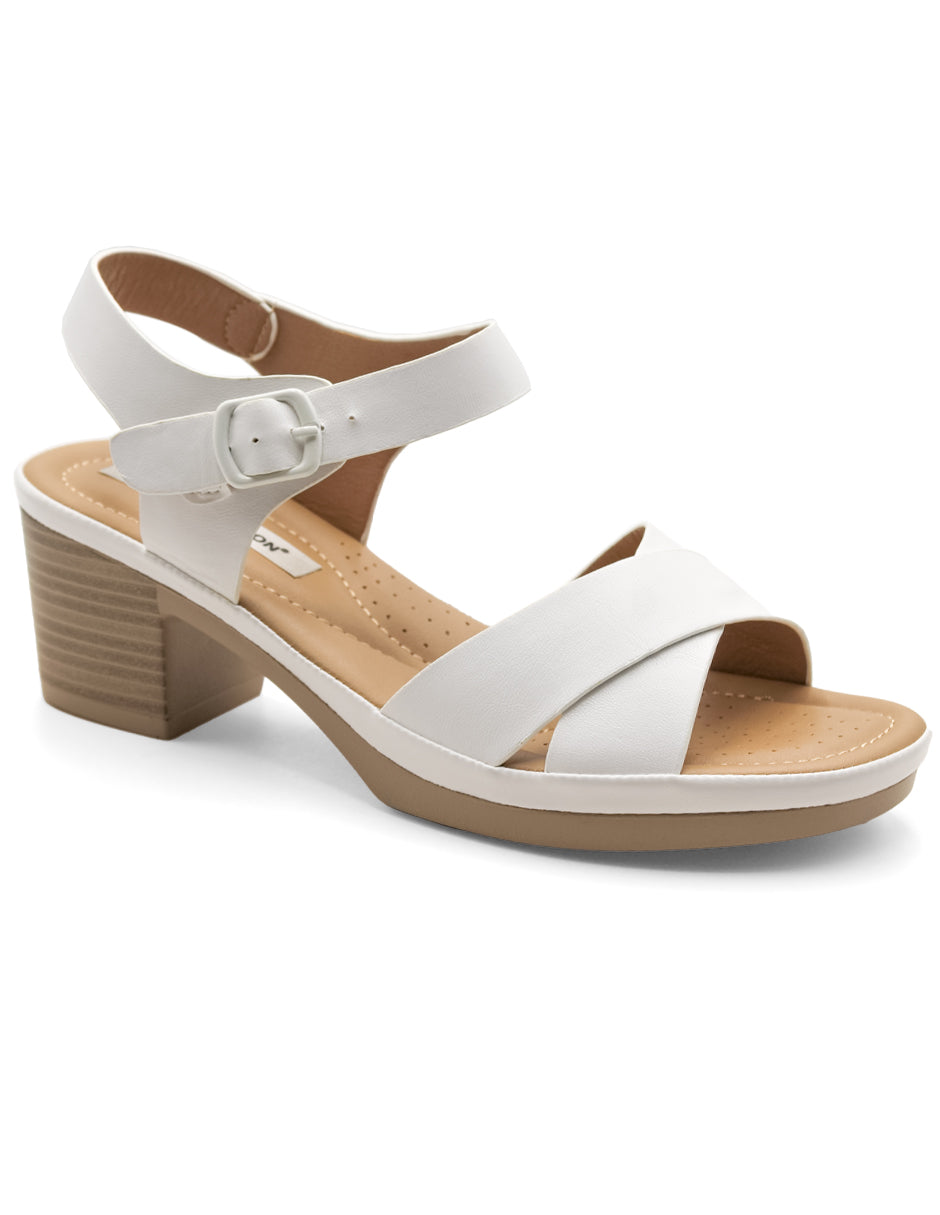 Sandalia con tacón Exterior Sintético Color Blanco Para Mujer De RBCOLLECTION
