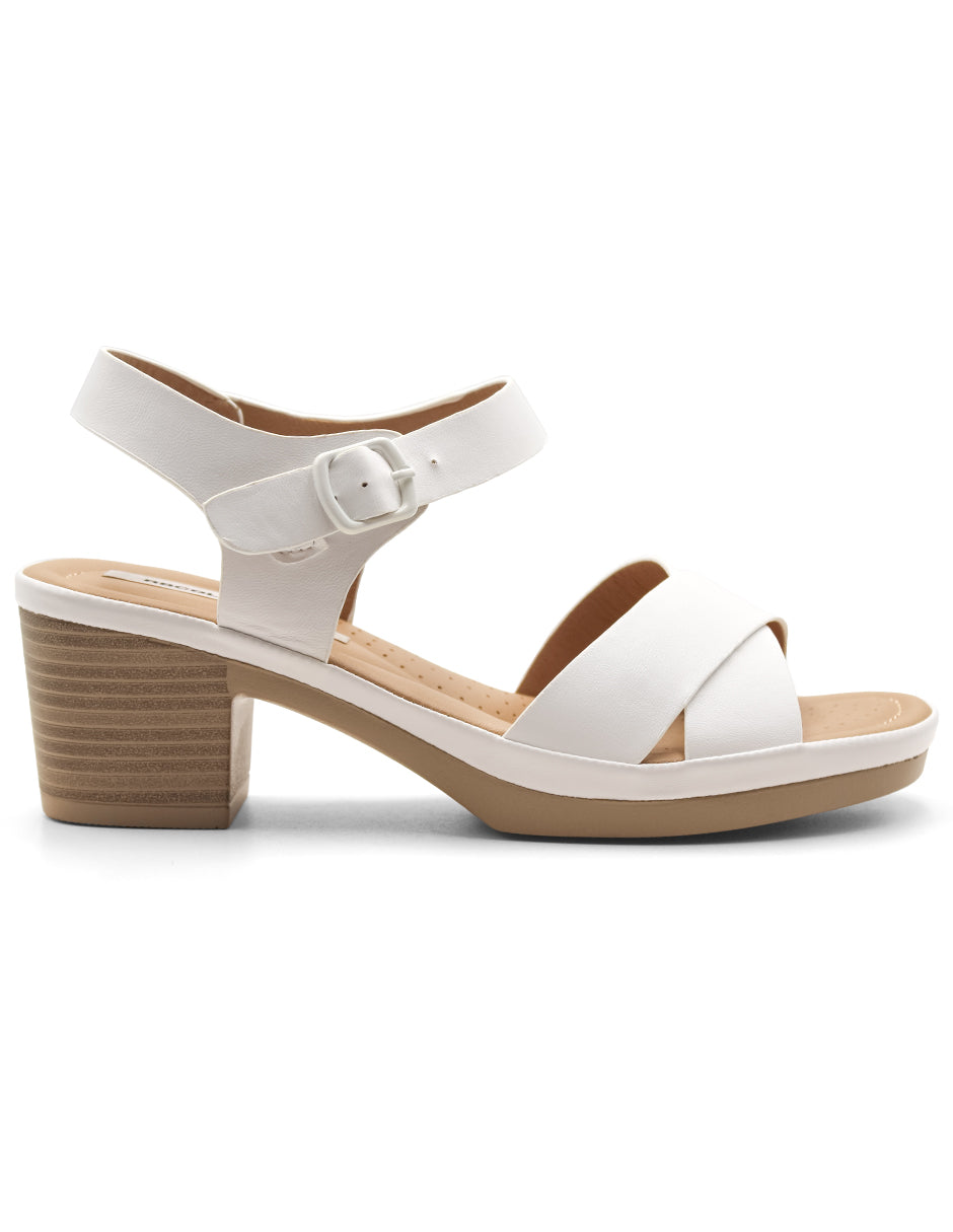 Sandalia con tacón Exterior Sintético Color Blanco Para Mujer De RBCOLLECTION