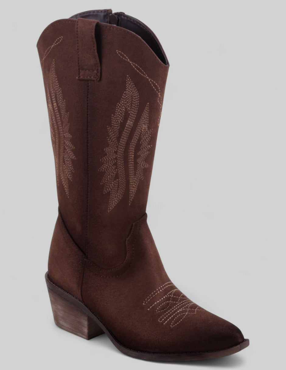 Botas tipo western Exterior Gamuza sintética Color Café Para Mujer De RBCOLLECTION