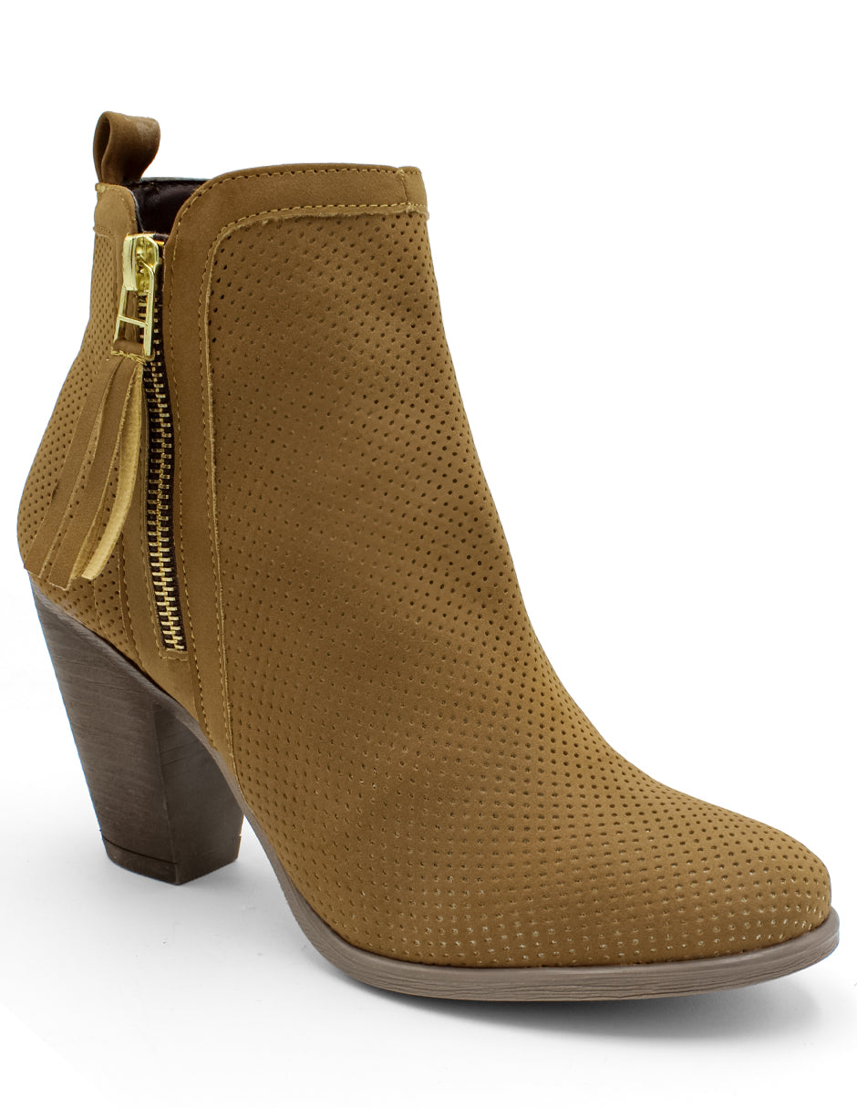 Botín con tacón Exterior Textil Color Café Para Mujer De RBCOLLECTION