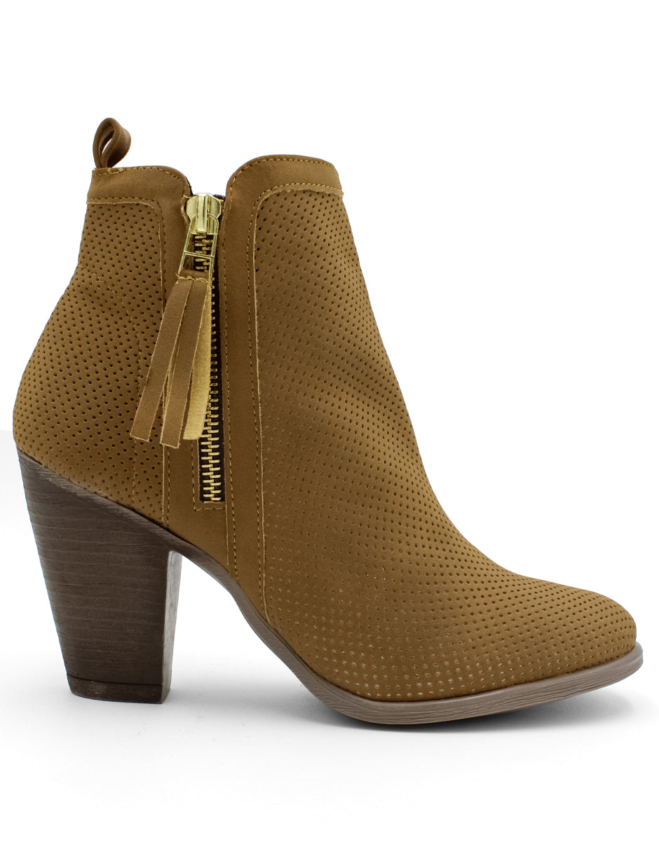 Botín con tacón Exterior Textil Color Café Para Mujer De RBCOLLECTION