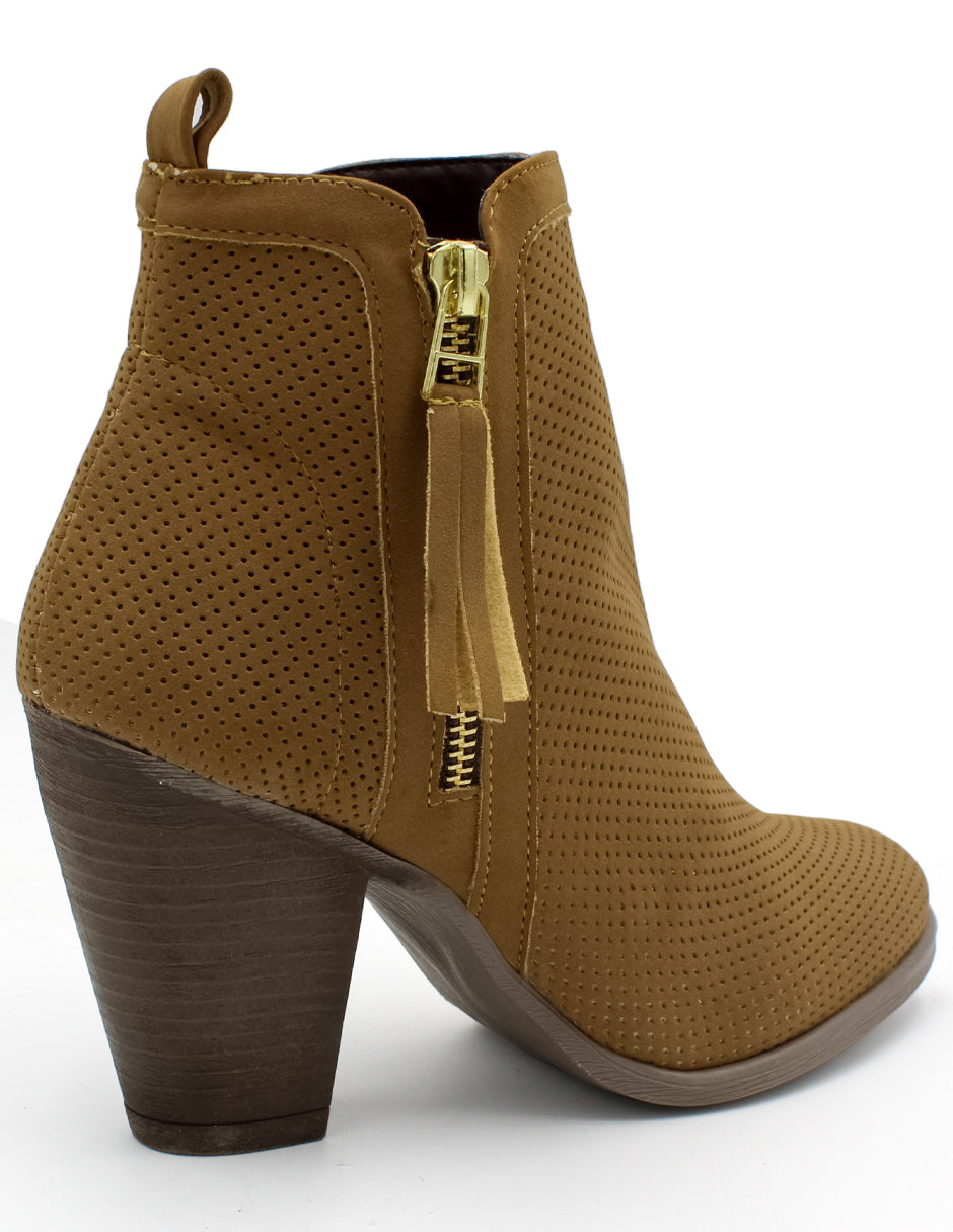 Botín con tacón Exterior Textil Color Café Para Mujer De RBCOLLECTION