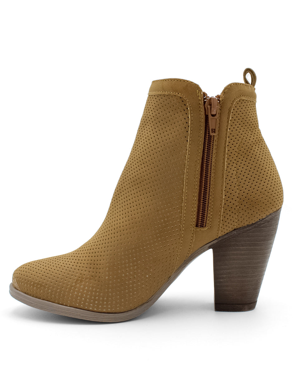 Botín con tacón Exterior Textil Color Café Para Mujer De RBCOLLECTION