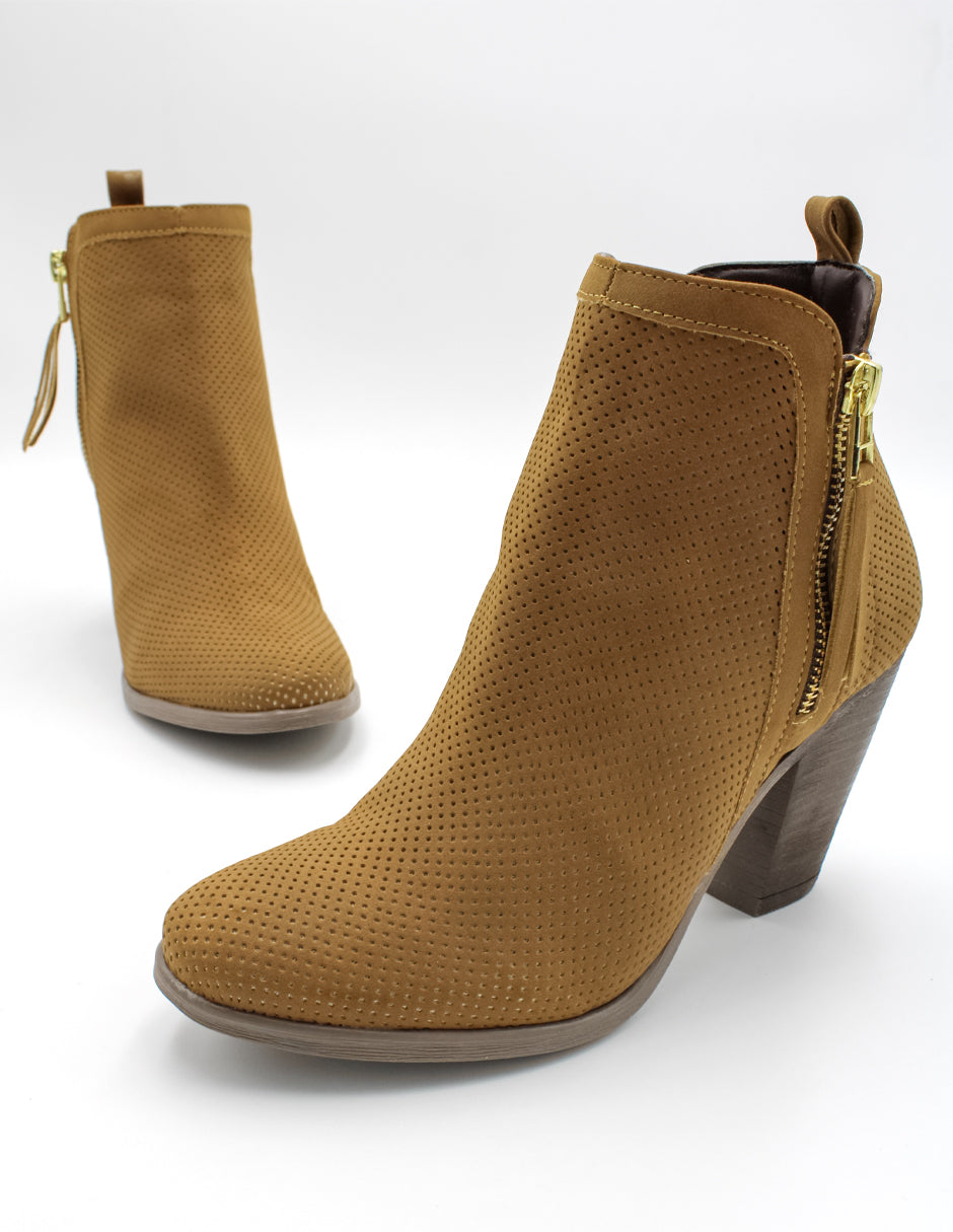 Botín con tacón Exterior Textil Color Café Para Mujer De RBCOLLECTION