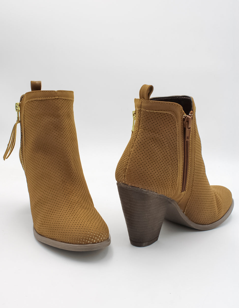 Botín con tacón Exterior Textil Color Café Para Mujer De RBCOLLECTION