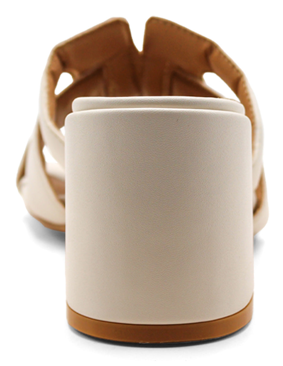 Sandalia con tacón Exterior Sintético Color Blanco Para Mujer De RBCOLLECTION