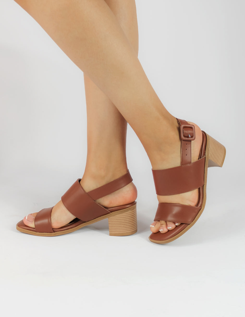 Sandalia con tacon  Color Café Para Mujer De RBCOLLECTION