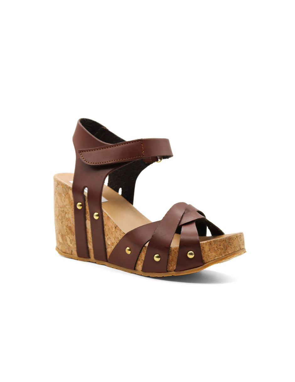 Sandalias con plataforma Exterior Piel vegana Color Café Para Mujer De RBCOLLECTION
