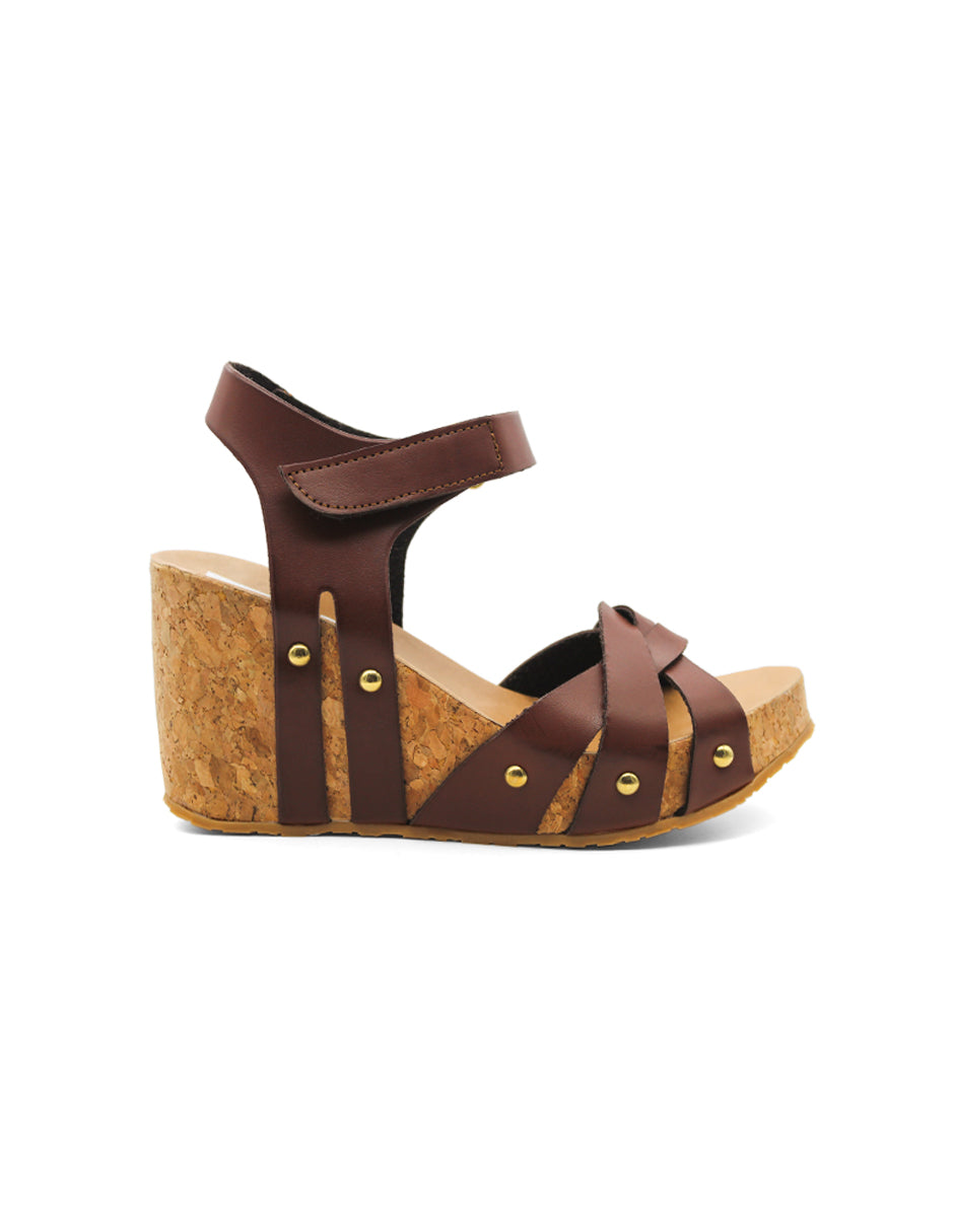 Sandalias con plataforma Exterior Piel vegana Color Café Para Mujer De RBCOLLECTION