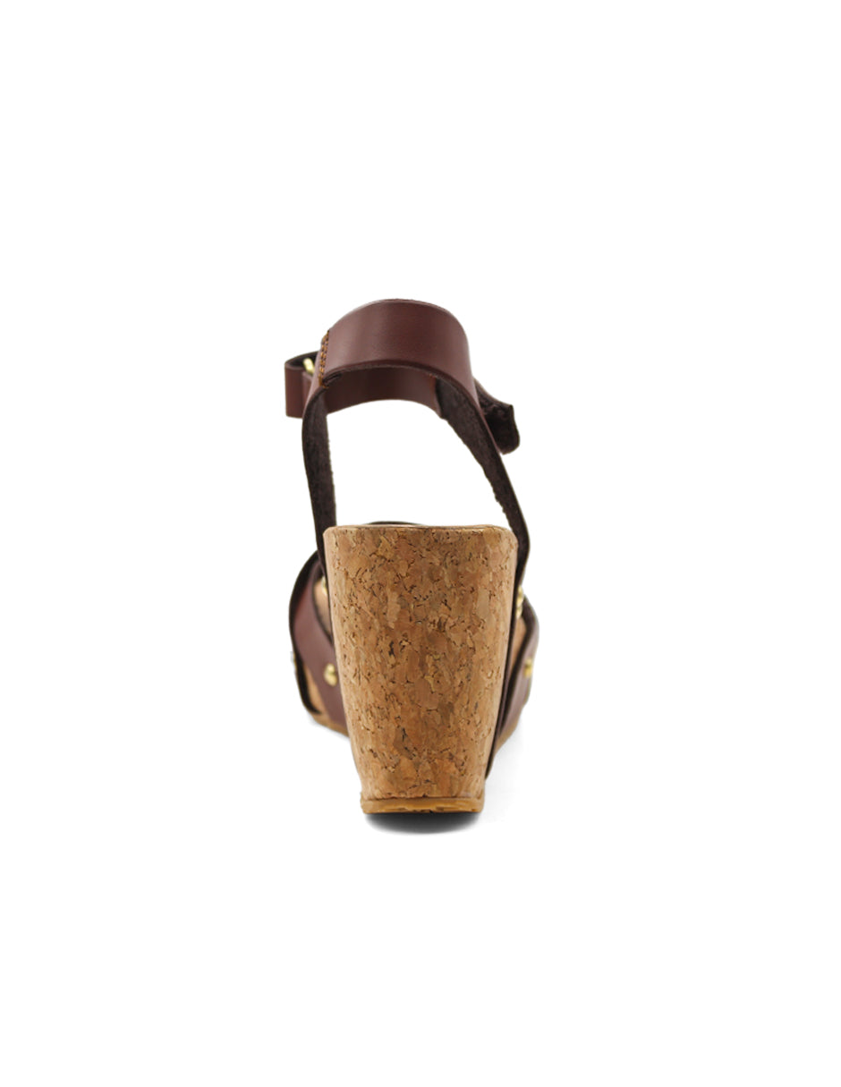 Sandalias con plataforma Exterior Piel vegana Color Café Para Mujer De RBCOLLECTION