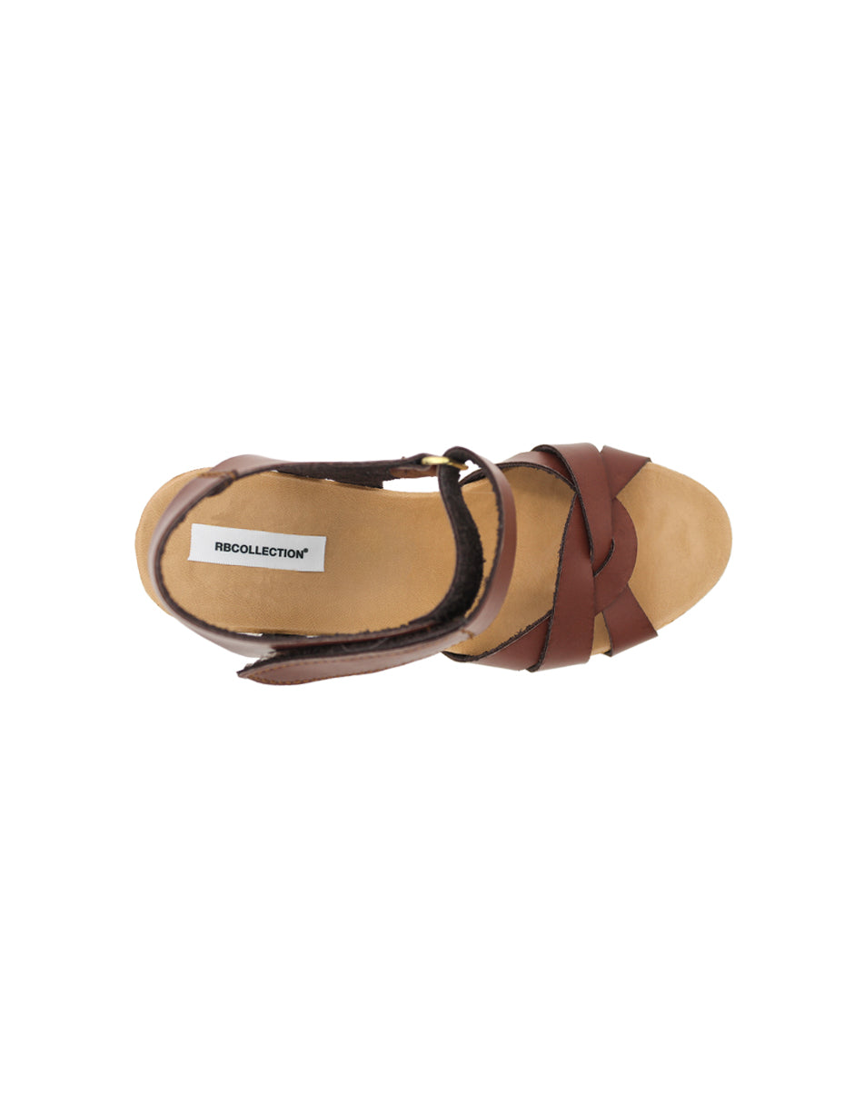 Sandalias con plataforma Exterior Piel vegana Color Café Para Mujer De RBCOLLECTION
