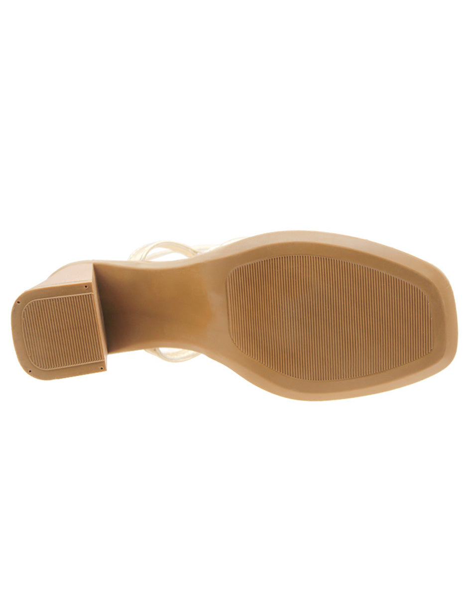 Sandalia con tacón Exterior Sintético Color Dorado Para Mujer De RBCOLLECTION
