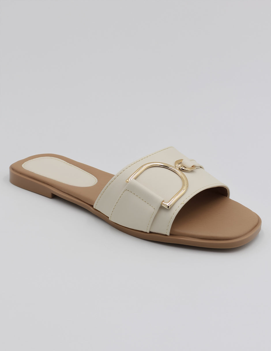 Sandalias de piso Exterior Piel vegana Color Blanco Para Mujer De RBBASICS