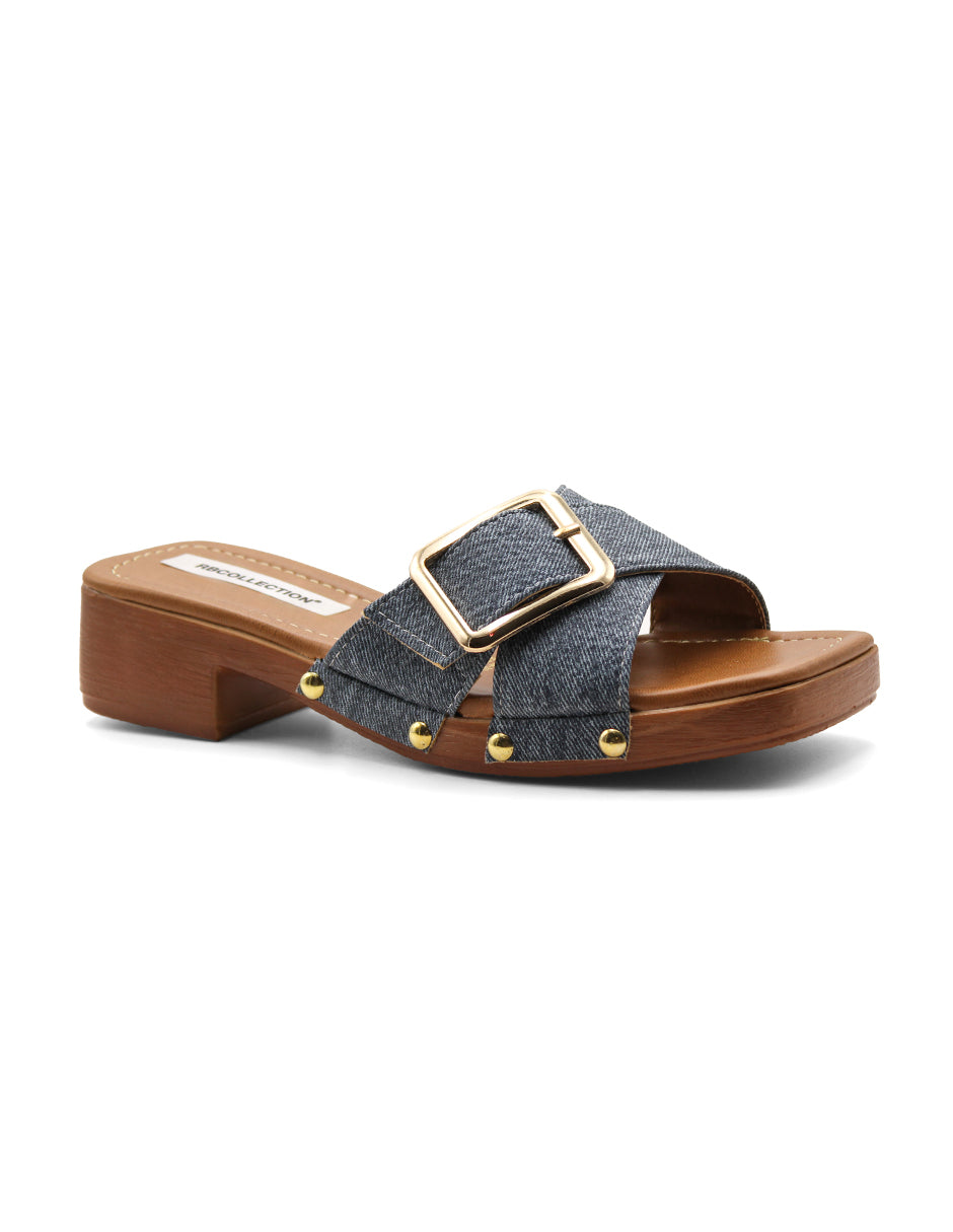 Sandalias de piso  Color Azul Para Mujer De RBCOLLECTION