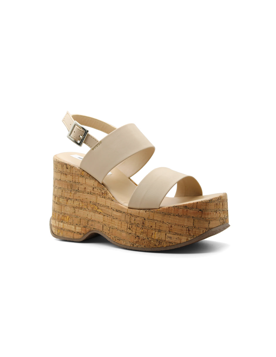 Sandalias con plataforma Exterior Piel vegana Color Beige  Para Mujer De RBCOLLECTION