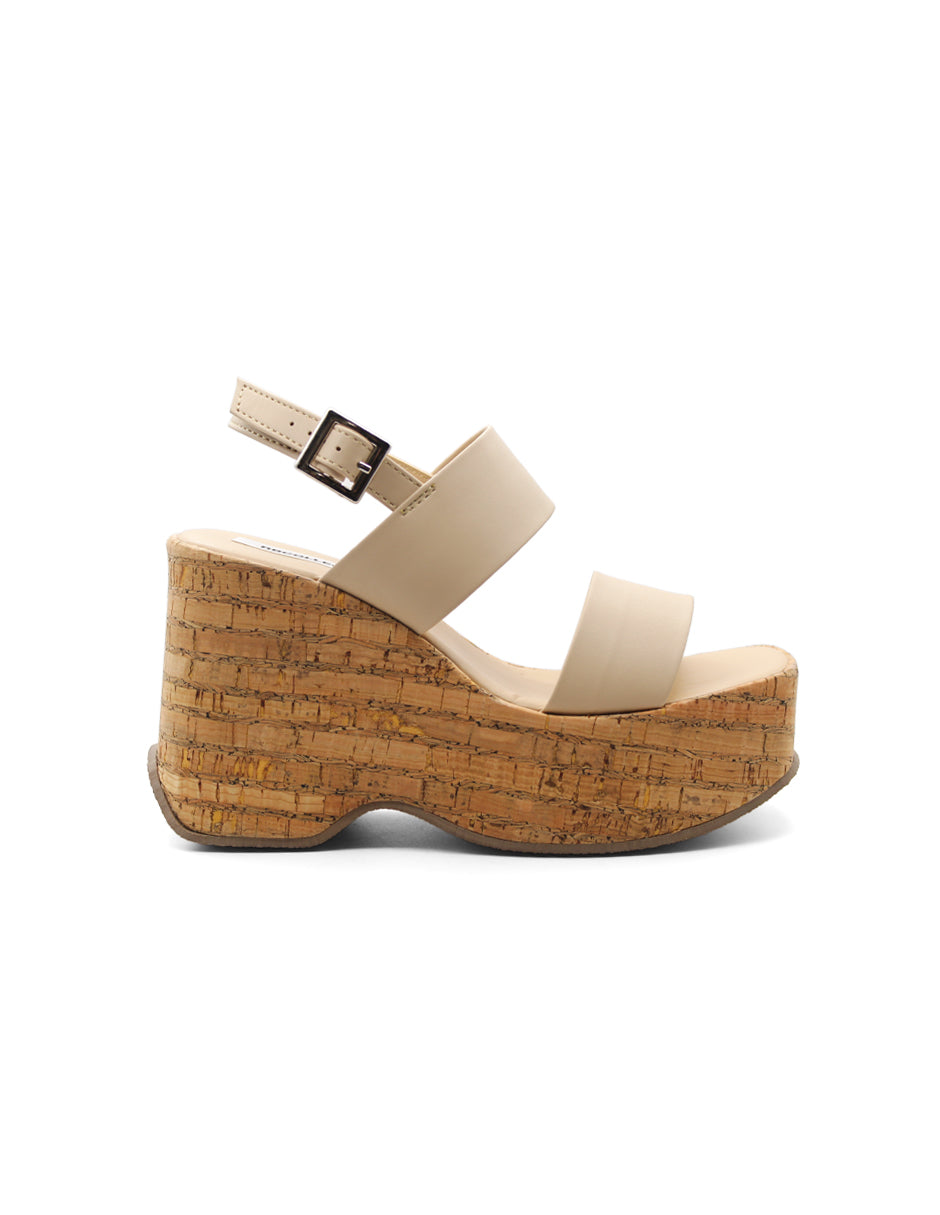 Sandalias con plataforma Exterior Piel vegana Color Beige  Para Mujer De RBCOLLECTION
