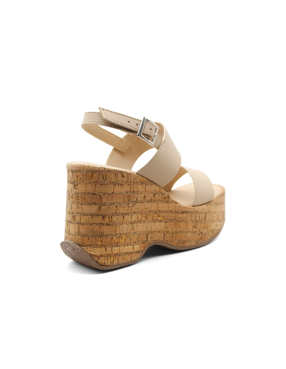 Sandalias con plataforma Exterior Piel vegana Color Beige  Para Mujer De RBCOLLECTION