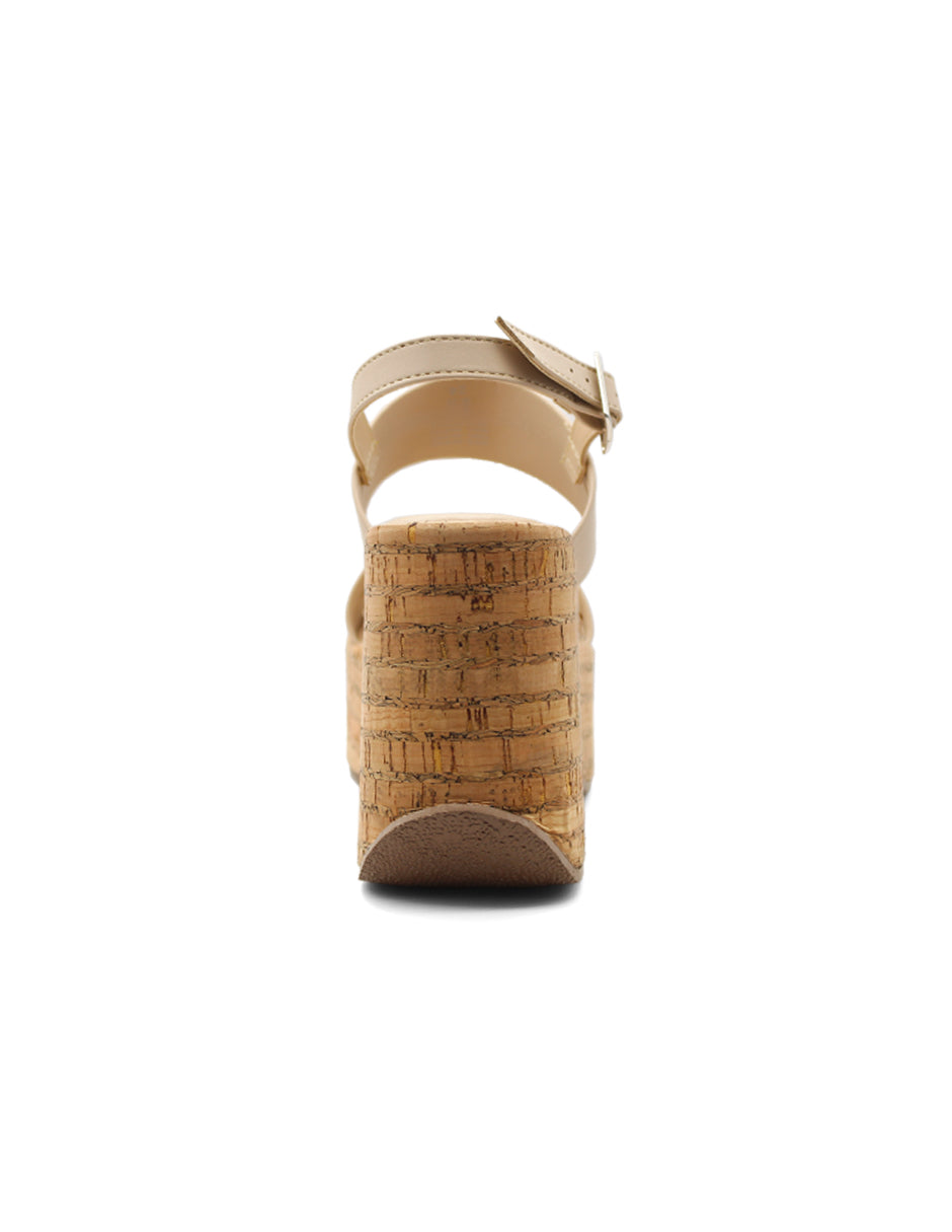 Sandalias con plataforma Exterior Piel vegana Color Beige  Para Mujer De RBCOLLECTION
