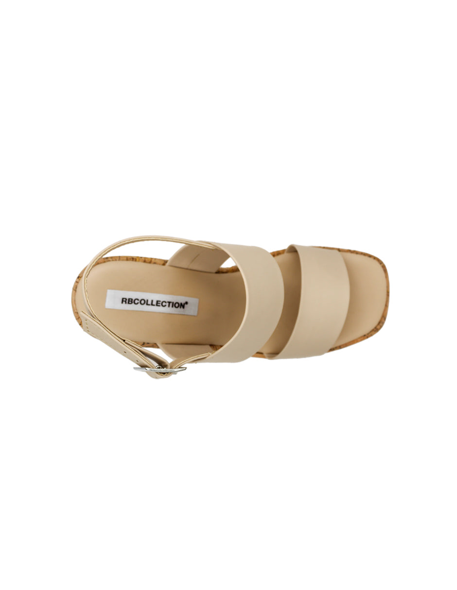 Sandalias con plataforma Exterior Piel vegana Color Beige  Para Mujer De RBCOLLECTION