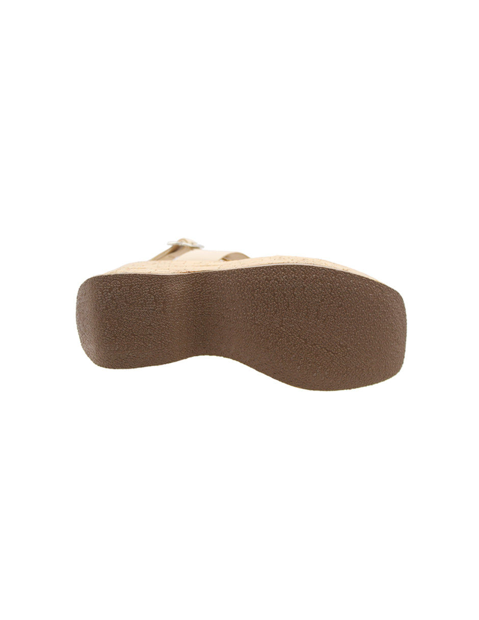 Sandalias con plataforma Exterior Piel vegana Color Beige  Para Mujer De RBCOLLECTION