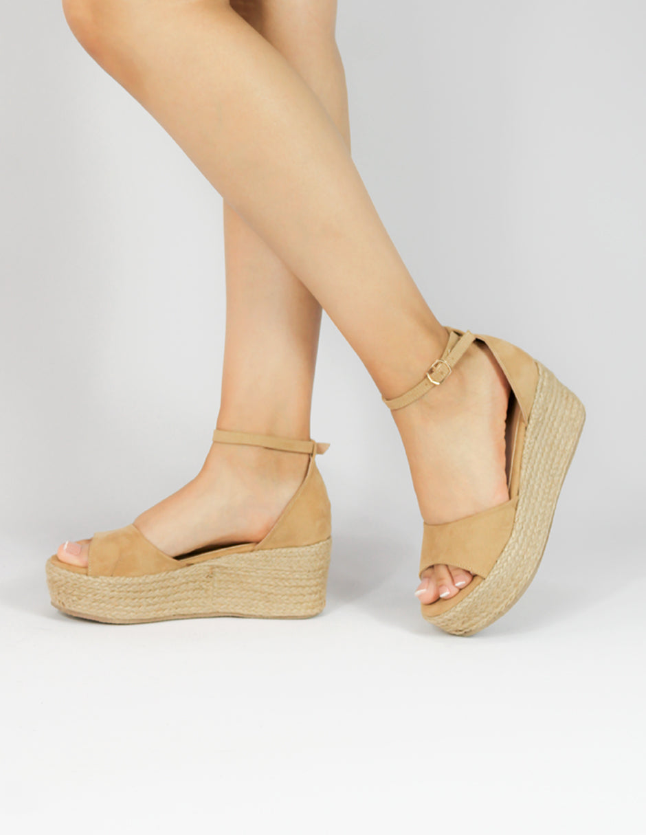 Sandalias con plataforma Exterior Gamuza Color Café Para Mujer De RBCOLLECTION