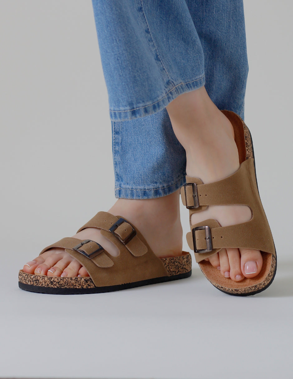 Sandalias de piso Birt en Piel vegana – Café