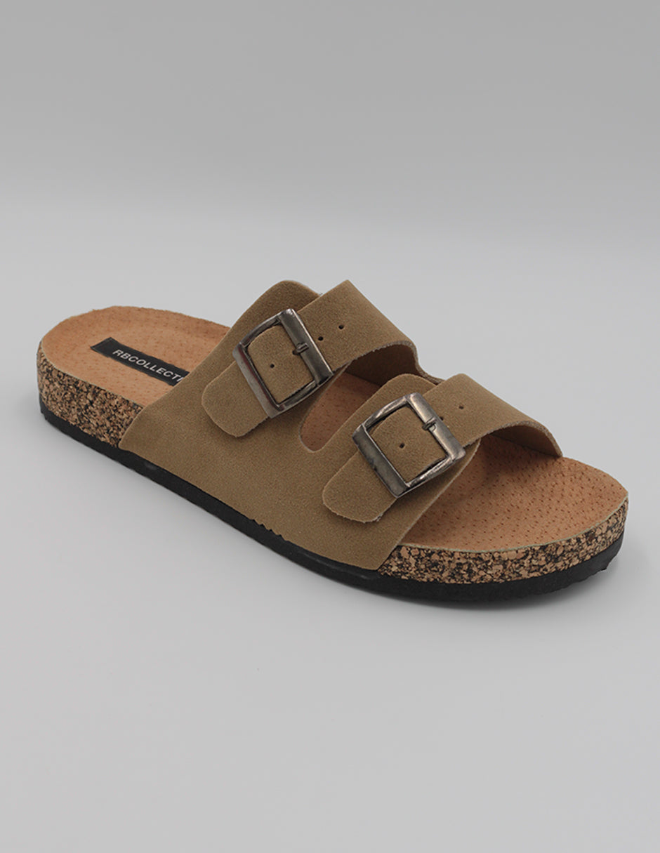 Sandalias de piso Exterior Piel vegana Color Café Para Mujer De RBCOLLECTION