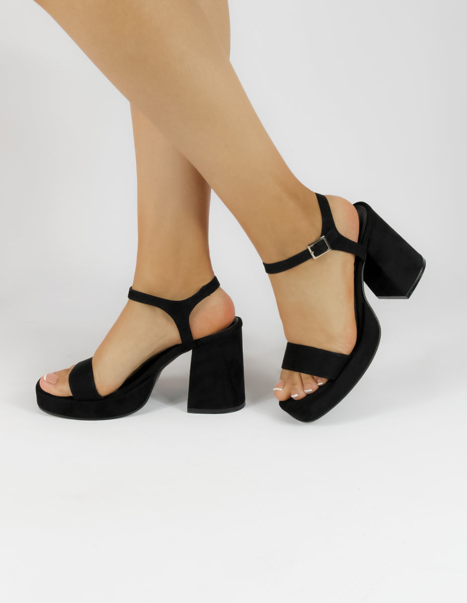 Sandalia con tacon  Color Negro Para Mujer De RBCOLLECTION