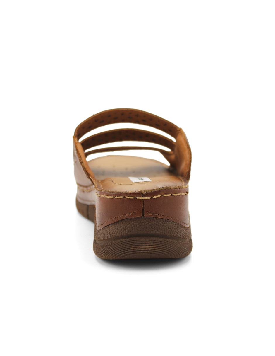 Sandalias de piso Color Café exterior piel Para Mujer De RBCOLLECTION