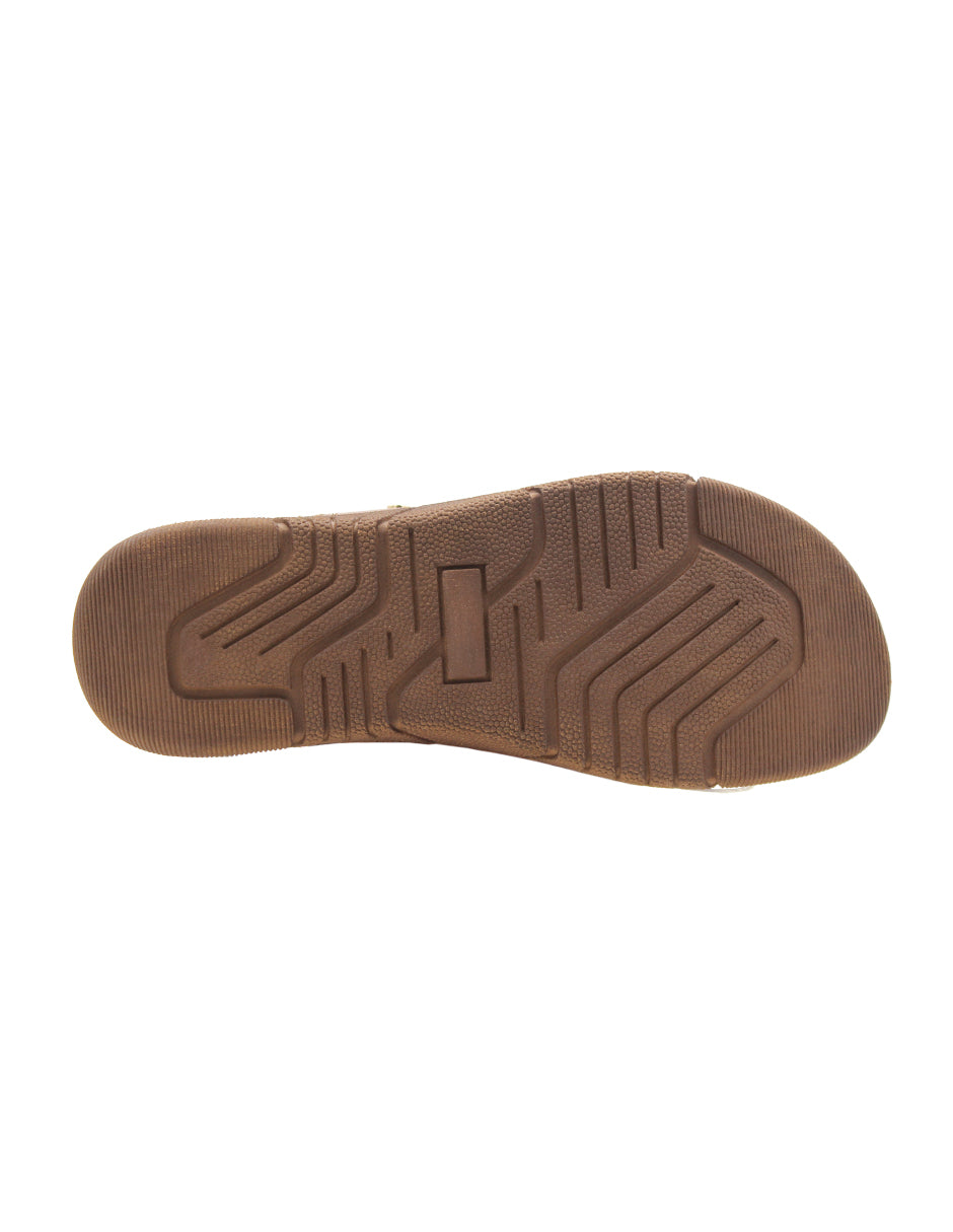 Sandalias de piso Color Café exterior piel Para Mujer De RBCOLLECTION