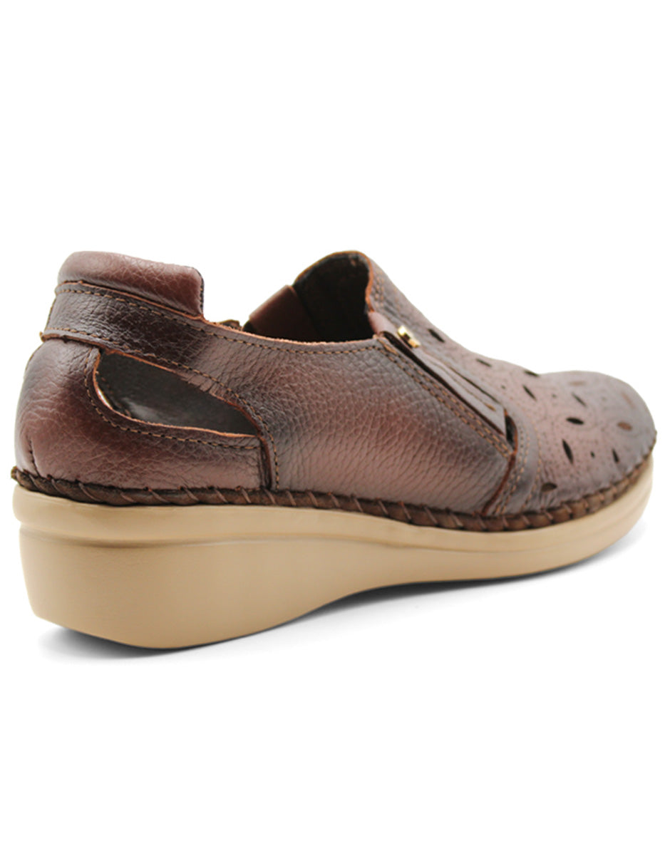 Sandalias de piso Exterior Piel Color Café Para Mujer De RBCOLLECTION