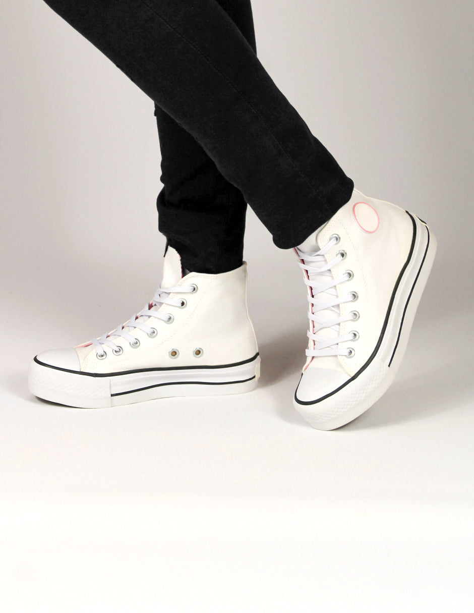 Tenis botín Color Blanco Para Mujer De RBCOLLECTION