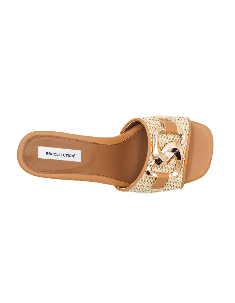 Sandalia con tacon  Color Café Para Mujer De RBCOLLECTION