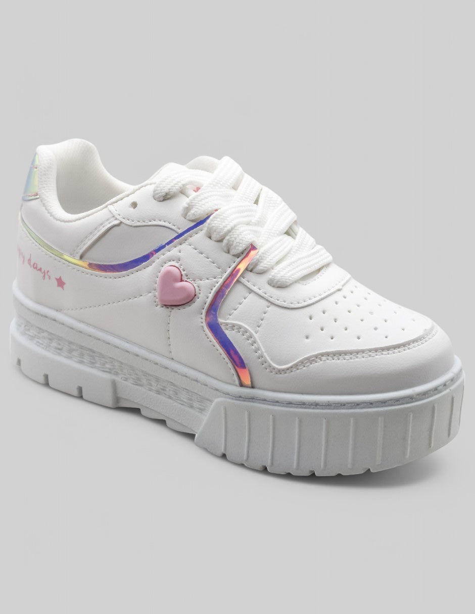Tenis Exterior Piel vegana Color Blanco Para Niña De RBCOLLECTION