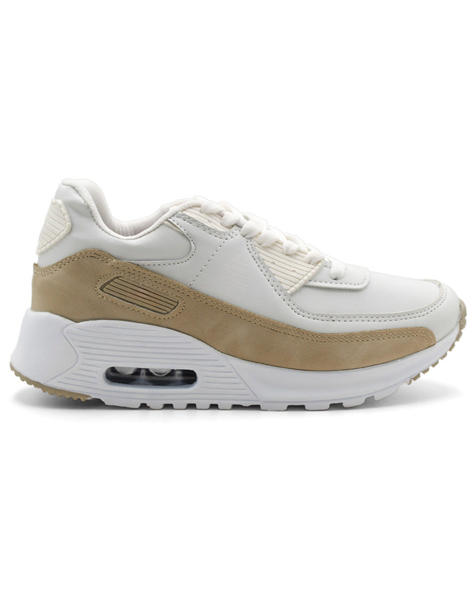 Tenis tipo deportivo Exterior Sintético Color Beige  Para Mujer De RBCOLLECTION